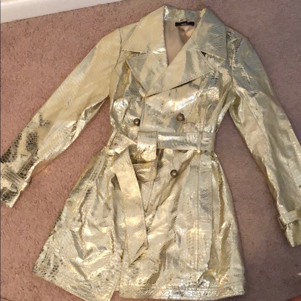 Gold Metallic Trench Coat Size L